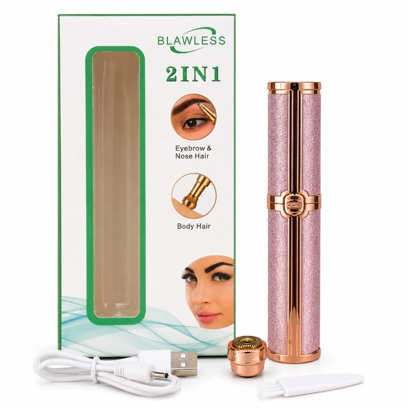 Portable pink facial hair remover and eyebrow trimmer for women