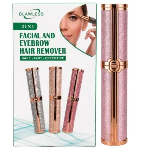 Pink 2-in-1 facial hair remover and eyebrow trimmer with USB rechargeable design